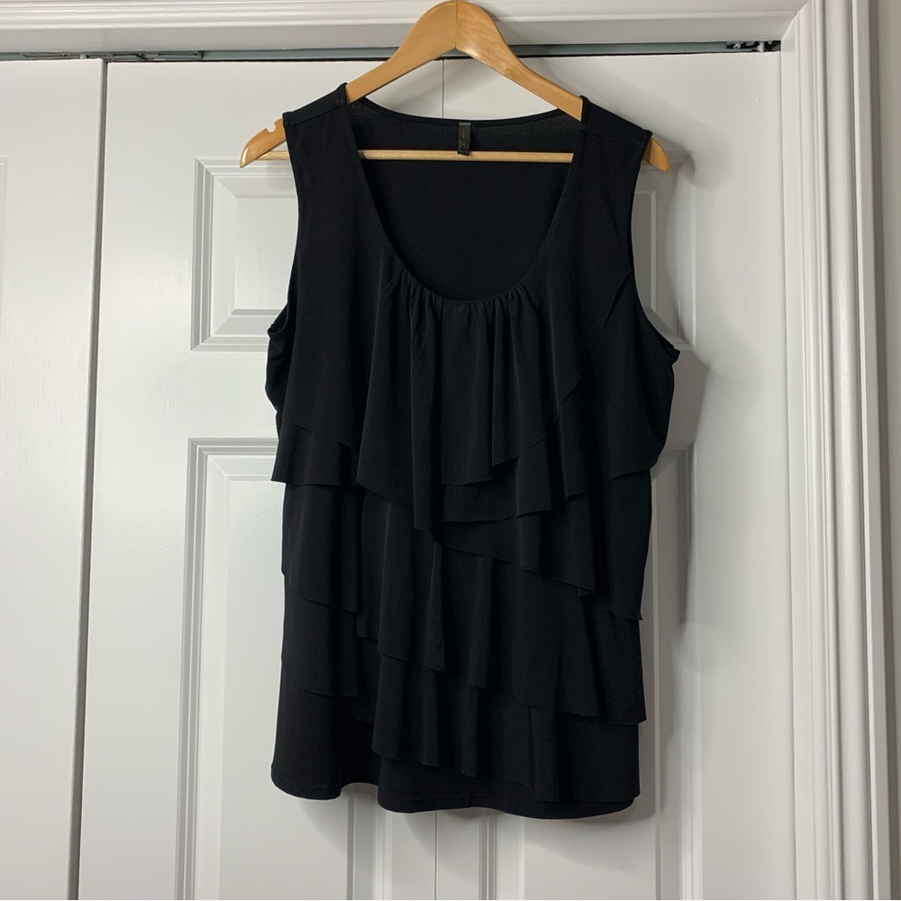 Denver Hayes Black Layered Ruffle Top size XL